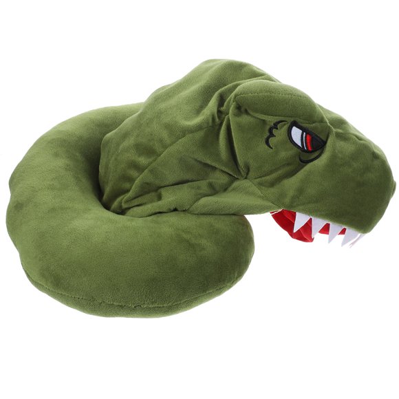HEALEEP Dinosaur Neck Pillow Hooded Design Green Noise Blocking Travel Comfort 1Pack