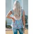 thumbnail image 3 of Débardeur à Motif Boho Bleu Ciel Imprimé Volant V Décolleté pour Femmes, 3 of 17