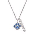 thumbnail image 1 of Delight Jewelry Silvertone Large Paw with Blue Crystals Silvertone Sisters Best Friends Forever Bar Charm Necklace, 23", 1 of 4