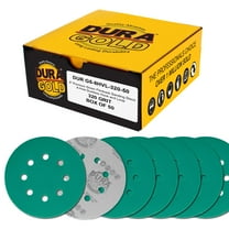 Dura-Gold Premium 320 Grit 5" Green Film Sanding Discs, 8-Hole Pattern, Box of 50 - Dustless Hook & Loop Backing Sandpaper for DA & Random Orbital Sanders, Sand Automotive Paint Woodworking Furniture