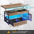 thumbnail image 2 of 40" Lift Top Coffee Table, 4 in 1 Multifunctional Coffee Tables with Storage Cabinet for Living Room, Small Farmhouse Center Table with 2 Fabric Drawers & LED Light for Dining Room, Oak Brown, 2 of 8