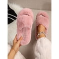 thumbnail image 1 of Women's Fashionable Plush Indoor Solid Color House Slippers, Keep Warm, 1 of 5