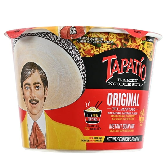 Tapatio Spicy Original Flavor Ramen Noodle Soup Bowl 3.8 oz – Bold & Smoky Taste
