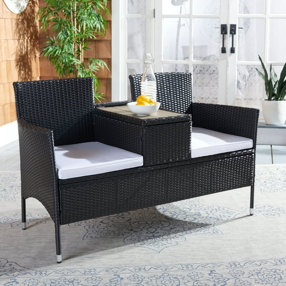 SAFAVIEH Viora Outdoor Patio Loveseat, Black/White