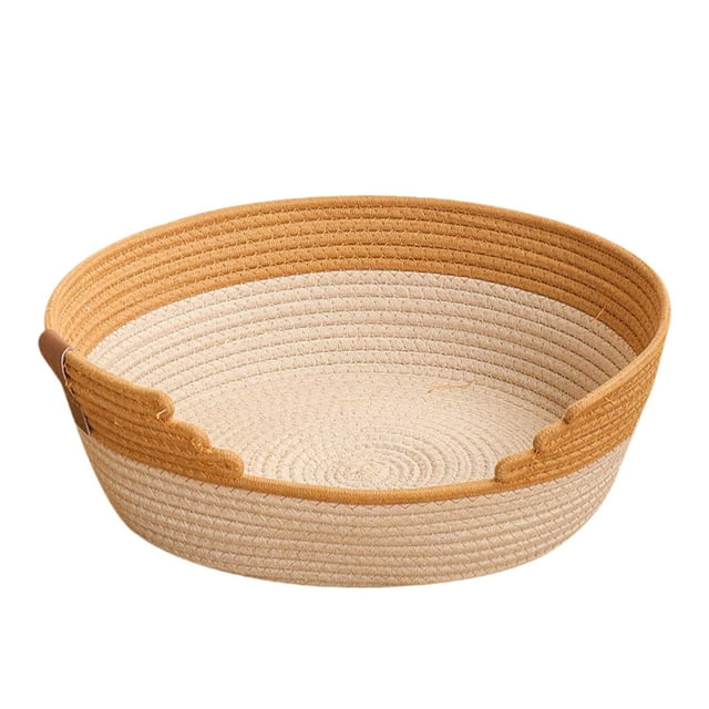 Cama para gatos tejida con cuerda de algodón, cómoda cama para gatos, accesorio portátil para mascotas, cama para dormir para perros de interior SG