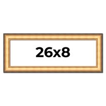 26x8 Frame Gold Plein Aire Solid Wood Picture Frame Width 2 Inches | Interior Frame Depth 0.5