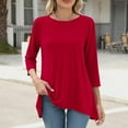 thumbnail image 2 of Bovxnpu 3/4 Length Sleeve Womens Tops, Cotton Casual Tunic Tops for Women Loose Dressy, Women's Fashion Printed T-shirt 3/4 Sleeves Blouse Round Neck Casual L, 2 of 6