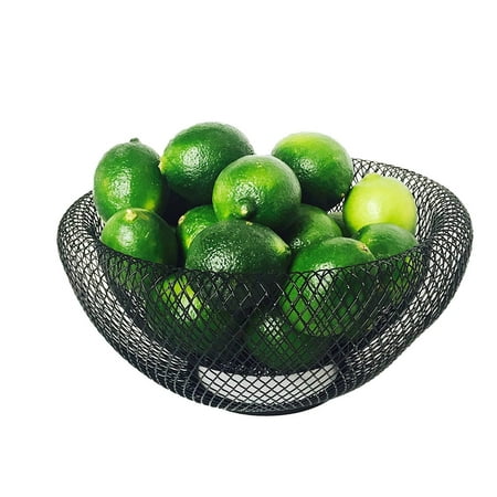 Iconic Modern Wire Mesh Fruit Bowl, Museum Style, Medium, 9 1/2 Inches, Powder Coated Iron