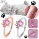 thumbnail image 1 of HomeKingdee 2 Pcs Cat Paw Ring with Cubic Zirconia - Adjustable Size Animal Theme Jewelry for Women Girls, 1 of 5