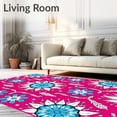 thumbnail image 2 of ODIKA 3'x5' Machine Washable Non-Slip Area Rug, Snowflake Medallion Latch Hook Kit with Pre Printed Canvas DIY Needlework High Traffic Rug, Pink, 639253, 2 of 7