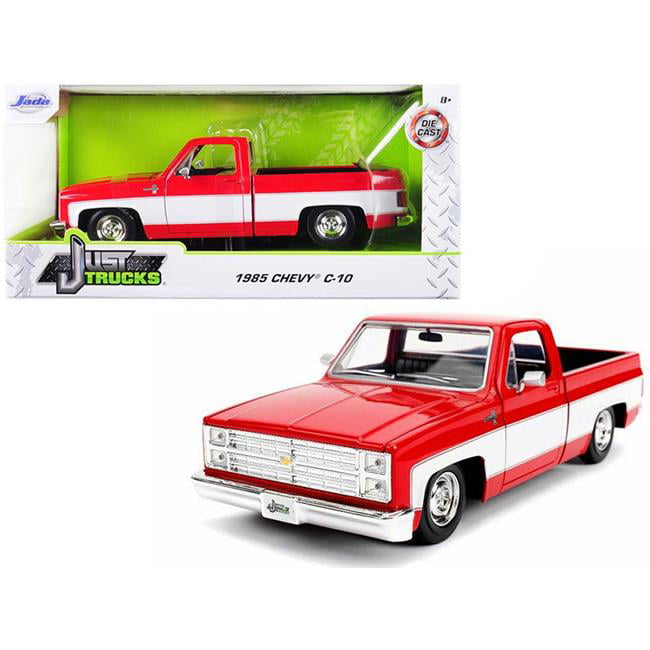 1985 Chevy C-10 Pickup Truck Diecast 1:24 Jada Toys 8 inch Red w Stocked Rims