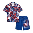 thumbnail image 6 of Youpwaven Men's 250th Anniversary Patriotic Outfit Set, Commemorative Short Sleeve Button Down Shirt & Mesh Shorts, 2-Piece USA Flag Celebratory Suit, 6 of 6
