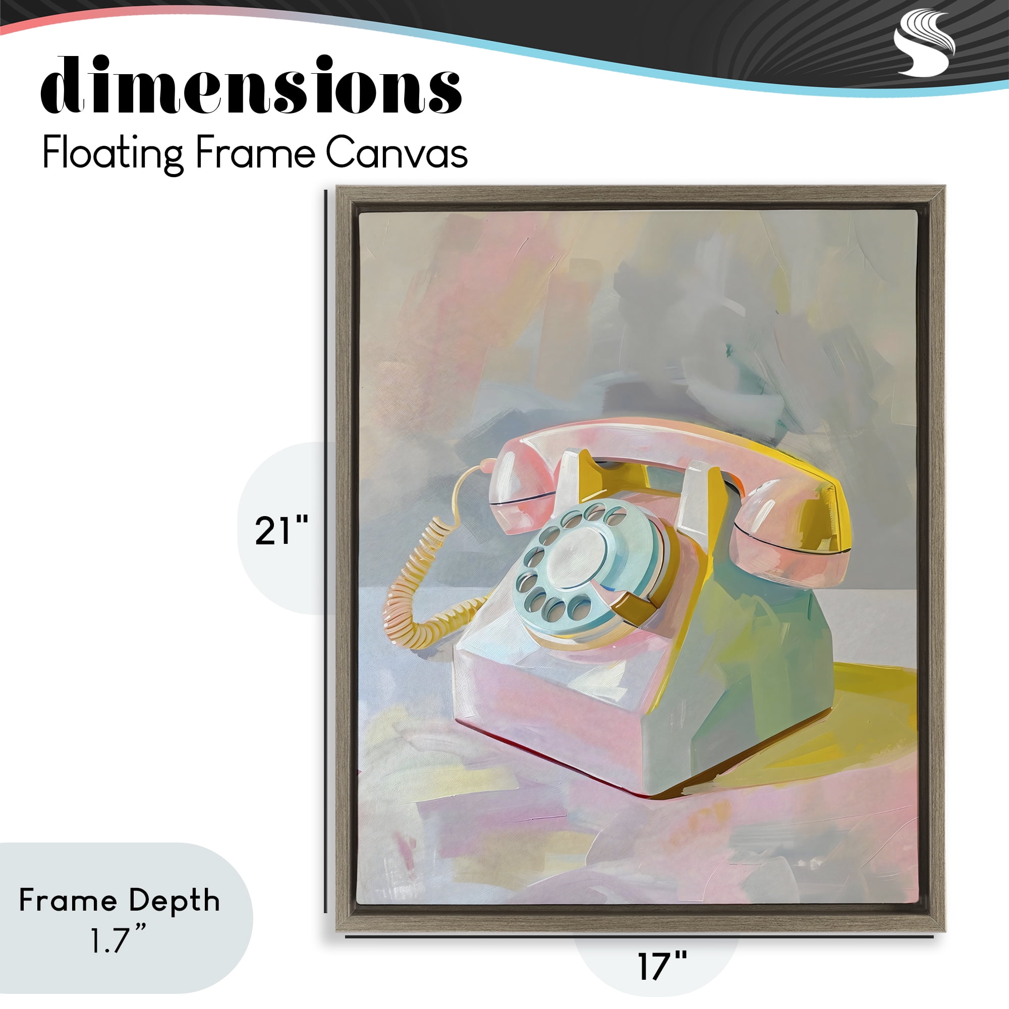 Stupell Industries Retro Telephone in Pastels Brown Framed Floater Canvas Wall Art, design by The Prints Vibe