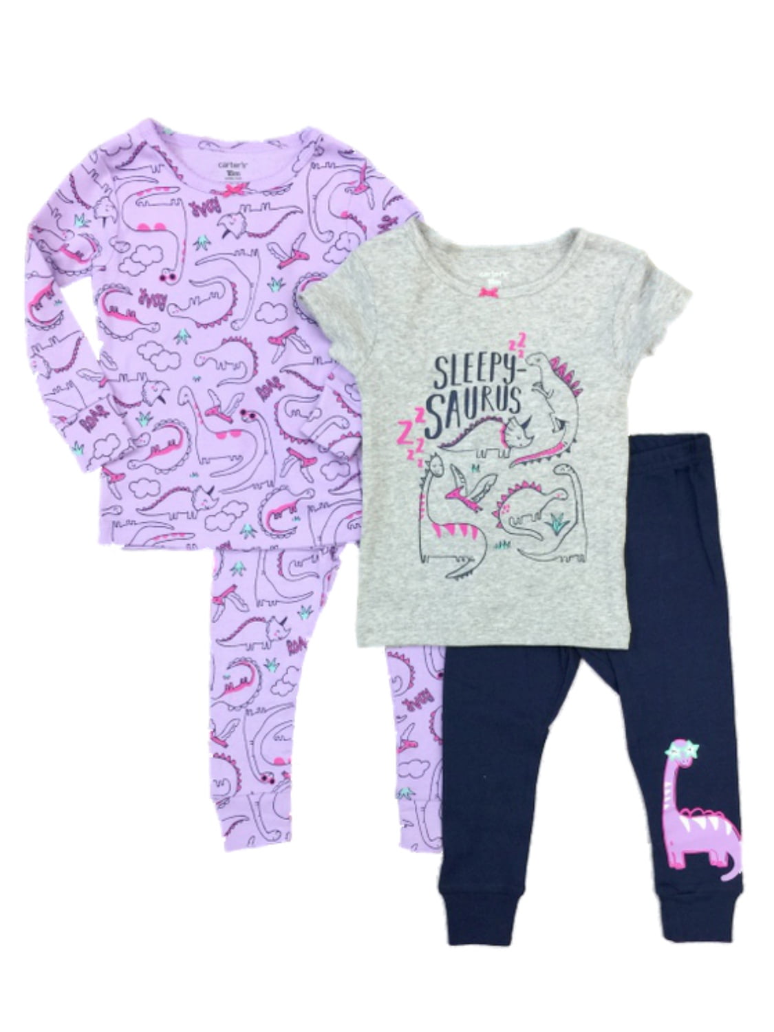 4T Carters Girls Pajamas PJs 4pc Cotton Snug Dinosaur Set Sleepy Saurus 4T Carters Girls Pajamas PJs 4pc Cotton Snug Dinosaur Set Sleepy Saurus