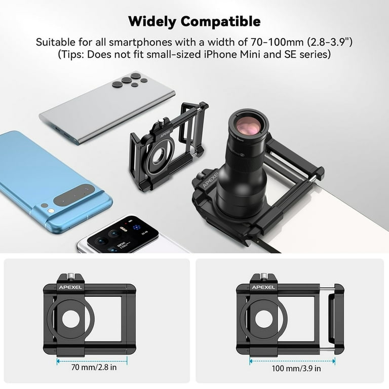 Apexel 6X Telephoto Lens & 150mm Macro Lens Kit with Universal