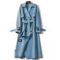 thumbnail image 3 of Mid-Length Trench Coat, British-Style Overcoat, Small-Size Long Jacket Blue L , Trench Coat, 3 of 4