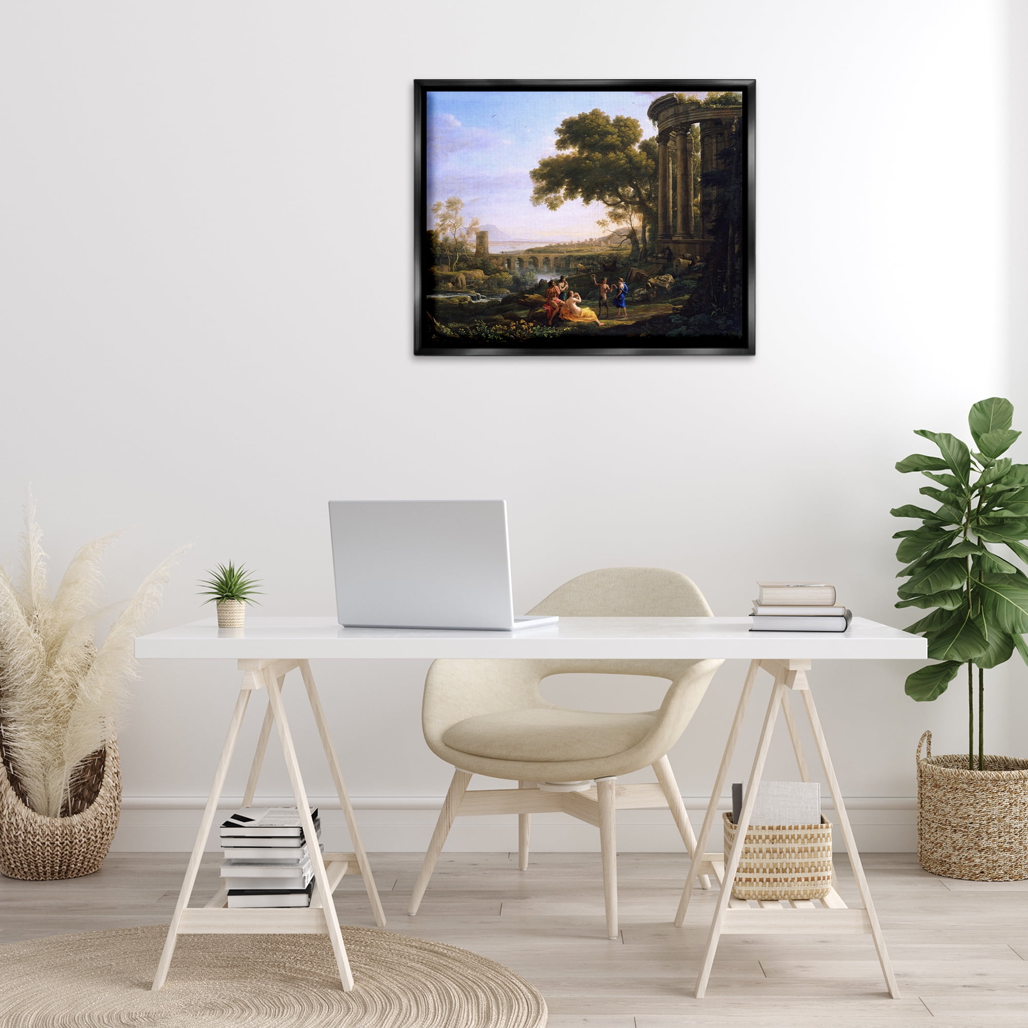 Stupell Industries Classic Nymph & Satyr Dancing Landscape & Nature Painting Black Floater Framed Canvas Art Print Wall Art, 31 x 25