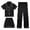 Black_001, variant on QUOTAY Girl Pajamas Set 3 Silk Satin Sleepwear Button Down Short Sleeve Pajama Outfits for Kids and Boys Z02_Black,3-4 Years