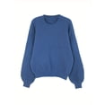 thumbnail image 3 of Chandail-Over à Col Rond pour Femmes Cozy - Tricot Doux à Manches Longues Couleur Unie pour Garde-Robe, 3 of 13