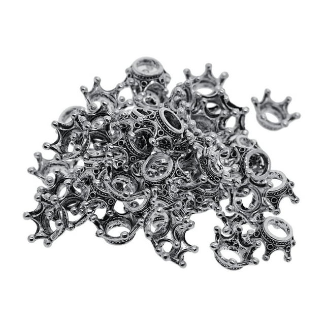 50 Piezas de Espaciadoras de Corona de Plata Antigua, Espaciadores de Metal Tibetano, Hallazgos de Joyería para , Collar, Fabricación D Soledad Crown Charms Beads Crafts