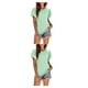 thumbnail image 3 of Camiseta informal Minnieouse para mujer blusa calada de manga corta con volantes Verde claro XXL 2Conjunto, 3 of 6