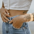 thumbnail image 2 of 4Pcs Metal Cuff Bangle Bracelet Open Wide Bracelets Adjustable Wrist Cuff Wrap, 2 of 5