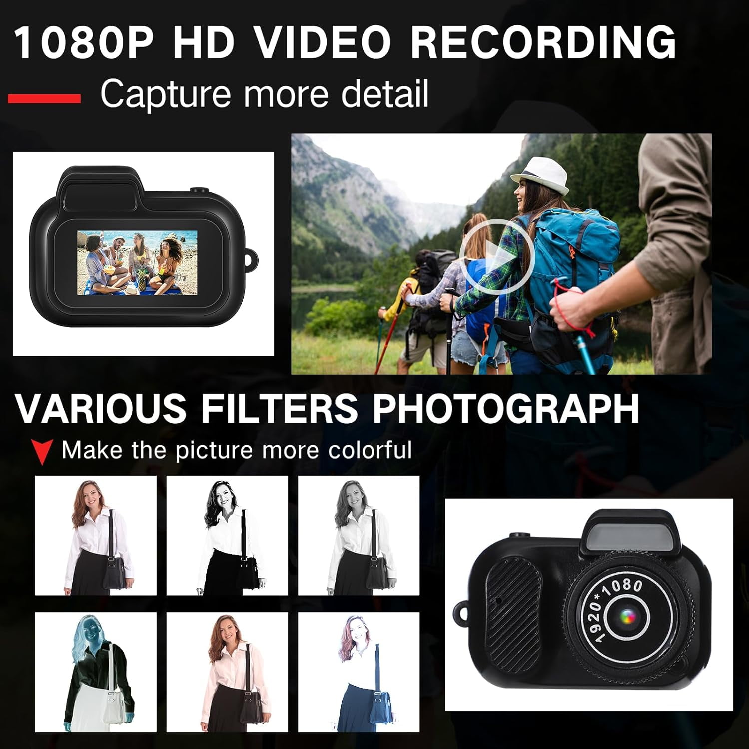 Mini Keychain Camera 1080p Mini Photo Video Camera Retro Portable Micro Video Camcorder with 100 Mins Long Battery Life for Travel Study Recording