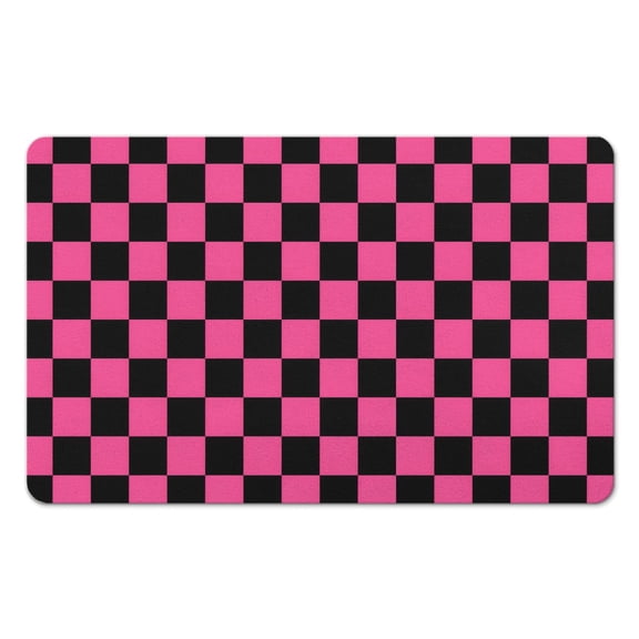 Luxury Soft, Absorbent Long Bath Mat: Checkered Non-Slip Bathroom Runner Rug. Easy to Clean Microfiber Floor Mats for Bathtub Showers, 20x32in