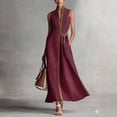 thumbnail image 3 of Sky Blue Linen Maxi Dress Sleeveless V-Neck Wrap Waist A-Line Flowy Dress For Summer Work Formal Events, 3 of 8
