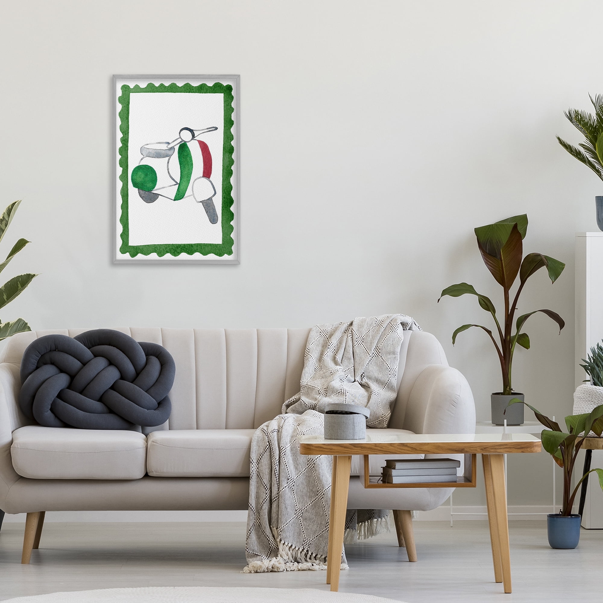 Stupell Industries Italian Motor Scooter Gray Framed Giclee Art, design by Camila Juncos