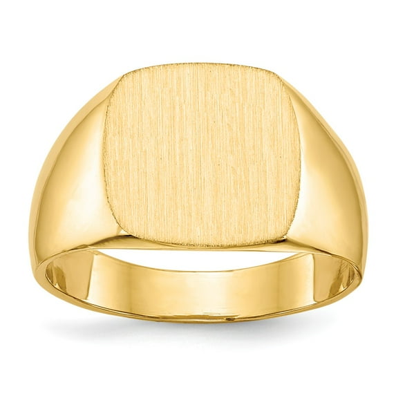Solid 14k Yellow Gold Men's Engravable Signet Ring (12.5mm) - Size 10
