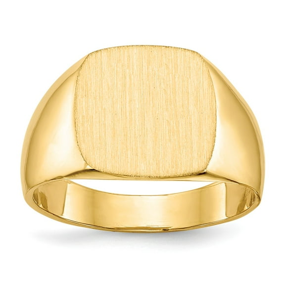 14K Yellow Gold Ring Band Signet 12.0x13.0mm Closed Back Men's