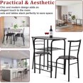 thumbnail image 5 of Dining Table Set of 3 Kitchen Table Set with Round Table and 2 Chairs, Metal Durable Modern Dining Room Table Set for Home, Bar, Bistro, Coffee, Pub, Black, 5 of 8