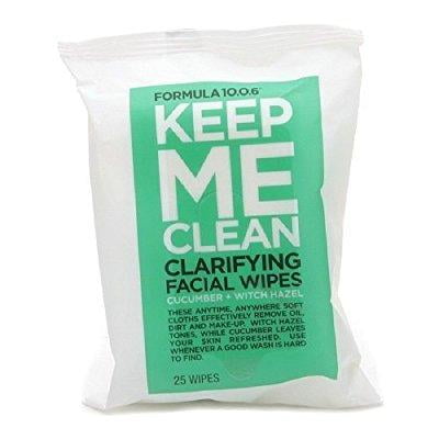 10.0.6 keep me clean clarifying facial wipes, cucumber + witch hazel, 25 (Best Way To Keep Face Clean)