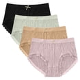 thumbnail image 2 of Bovxnpu Womens Underwear Plus Size Panties, 4PC Women's Breathable Cotton Brief, Lace Abdomen Mid-rise Waist And Hip Lift Breathable Underwear Briefs L, 2 of 3