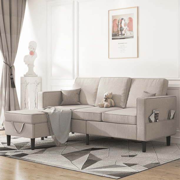 MUZZ Sectional Sofas, L Shaped Sectional Couches with Storage Ottoman