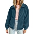 thumbnail image 3 of FchengtaiS Women's Zip Up Corduroy Jackets Casual Loose Collar Shacket Fall Fashion Lightweight Coat Outerwear with Pockets, 3 of 7