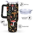thumbnail image 3 of 40oz Colorful Botanical Mushroom Stainless Steel Flip Straw Tumbler Spill Proof Travel Cup Double Wall Vacuum Insulated Coffee Mug with Top Handle, 3 of 6