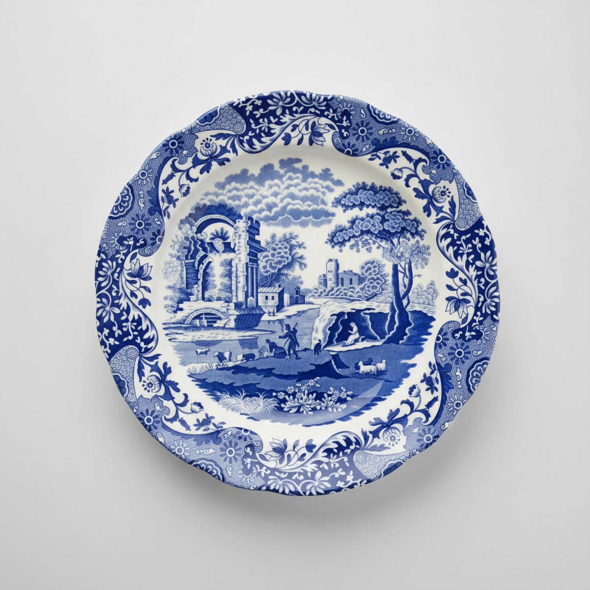 英国製 Spode 26.5㎝ 大皿8枚 スポード ブルーイタリアン 正規品 Spode Blue Italian Fine Earthenware 8-Inch Salad Plate, Dishwasher