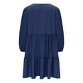 thumbnail image 4 of Women Long Sleeves Dresses Women's Casual Solid Color Round Neck Dress Discount Deals Dark Blue, S, 4 of 7
