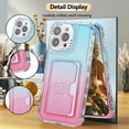 thumbnail image 6 of Card Slot Gradient Color Transparent Phone Case for iPhone 16 Plus, Soft TPU Shockproof Anti-Fall Slim Hard PC Back Cover with Tempered Glass Lens Protector for iPhone 16 Plus - Skyblue+Pink, 6 of 8