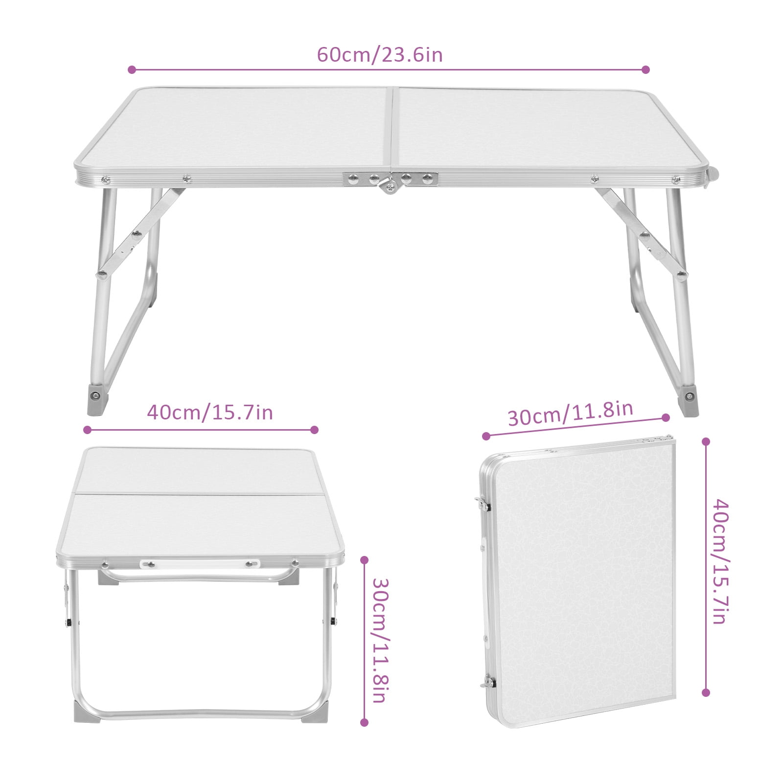 23.62*11.81in Low Folding Table Folding White Table Versatile Space Saving Design Easy to Store Lightweight Durable Indoor Outdoor Use Ideal for Picnics Camping and Small Spaces