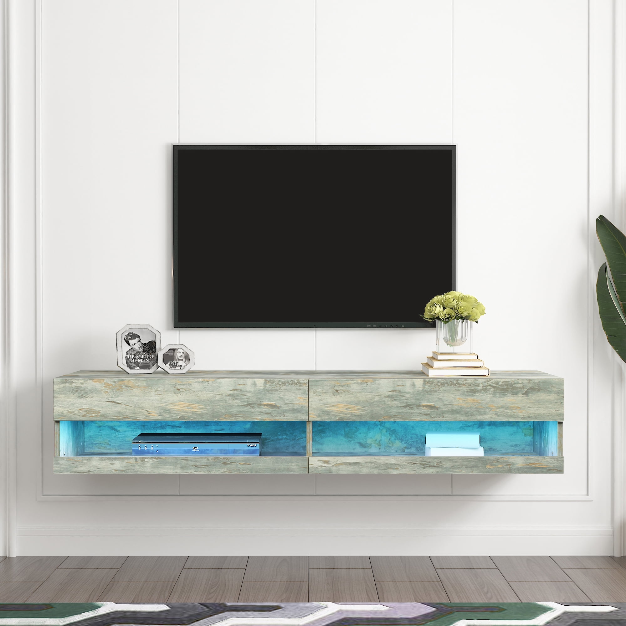 70" LED Floating TV Wall Mounted Modern TV Stand for 80 Inch