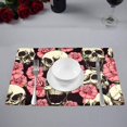 thumbnail image 2 of EREHome Ensemble de 4 Napperons Crâne Roses Roses avec Support 12x18 Pouces, 2 of 5