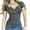 Gray, variant on Women Y2K Grunge Vintage Female Pullover Solid Color Button Down Round Neck Short Sleeve Close-Fitting Tops T-Shirts