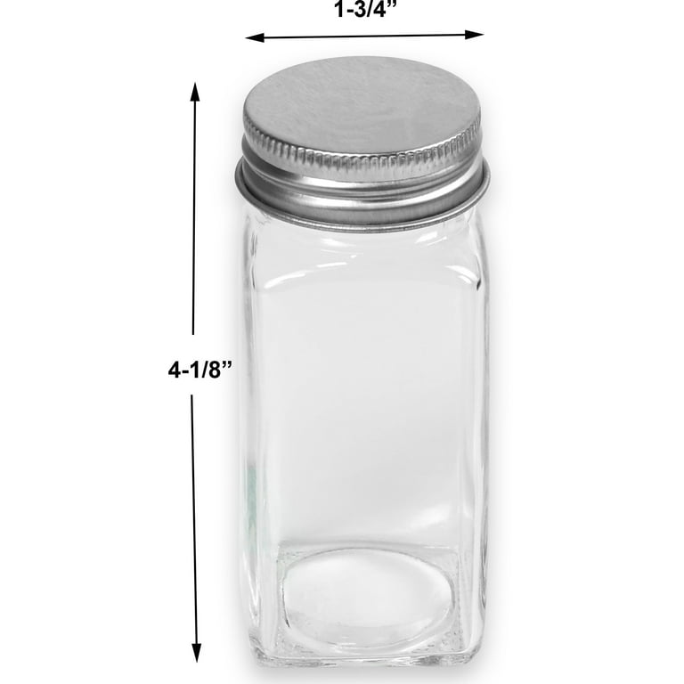 12 Piece Square Glass Spice Jars with Labels and Black Metal Lids – Alora  Home Essentials