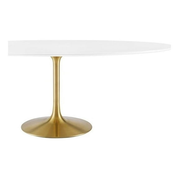 Pemberly Row 78" Oval Wood & Metal Dining Table in Gold and White