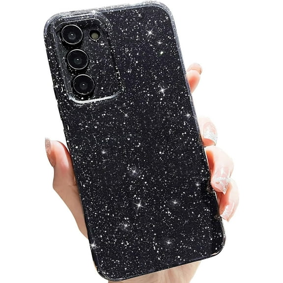 Compatible with Samsung Galaxy S23 5G Case,Cute Neon Bright Color,Glitter Bling Thin Slim Shockproof Silicone Sparkly Cover for Women Girl for Galaxy S23 6.1 INCH-Black