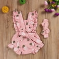 thumbnail image 5 of Caoirhny Newborn Baby Girl Summer Romper 0-24 Months Pineapple Print Bubble Romper Ruffle Sleeve Bodysuit with Headband Infant Summer Clothes, 5 of 8