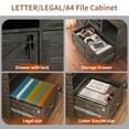 thumbnail image 4 of Modfurne 2 Drawer Lateral File Cabinet with Lock, Rolling Filing Cabinet for Home Office Fits Files Letter/Legal/F4/A4 (Gray), 4 of 8